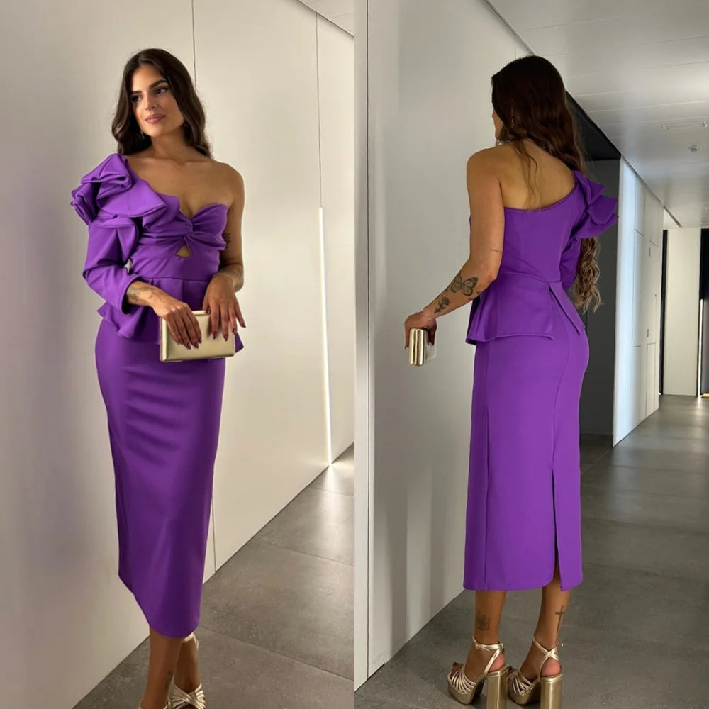 Soft Purple Jersey Evening Dress