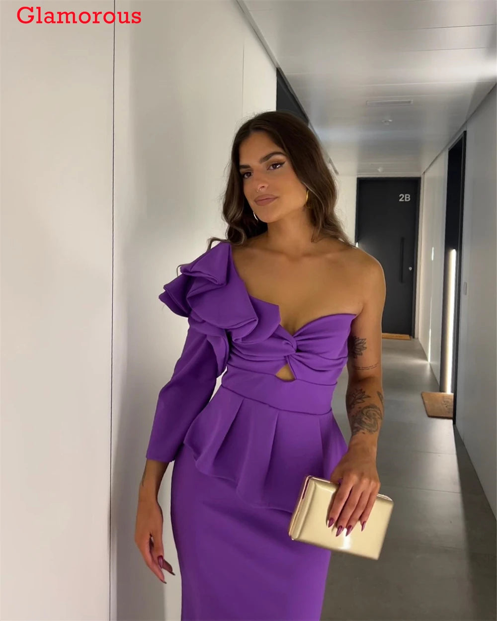 Soft Purple Jersey Evening Dress
