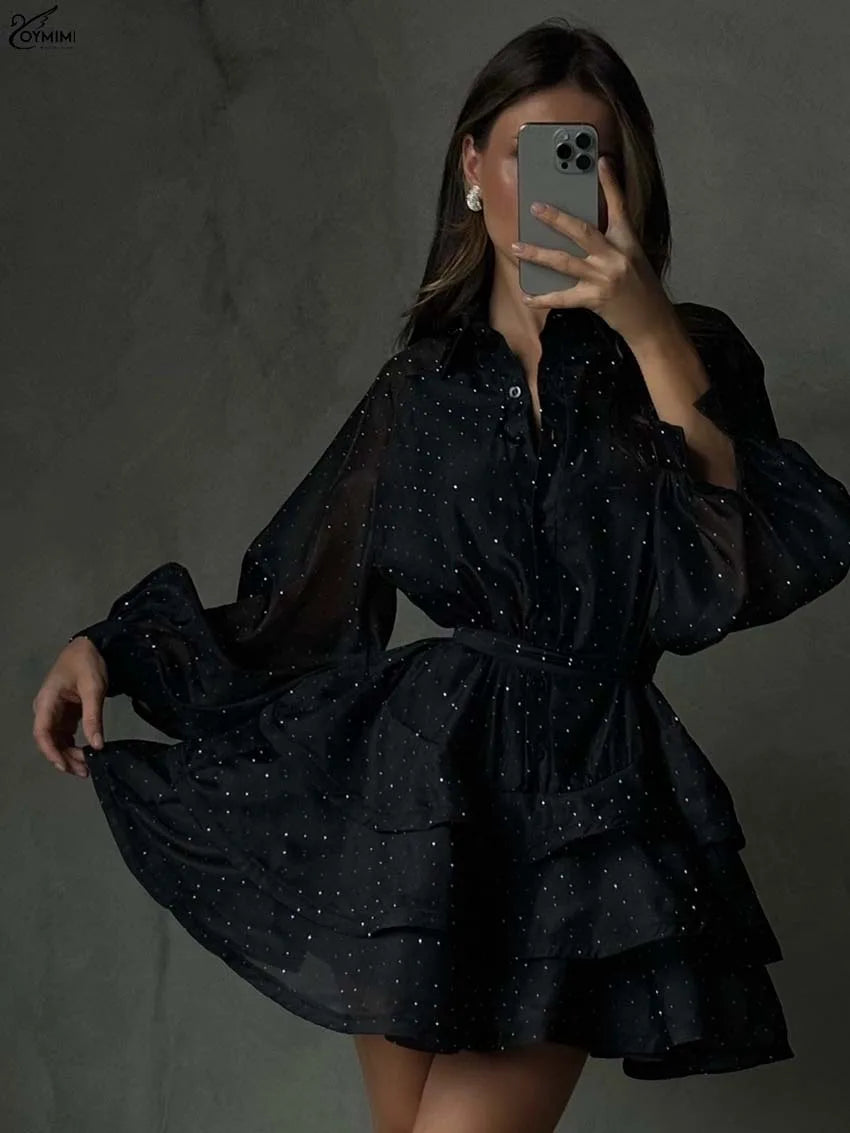 Lace-Up Pleated Mini Dresses