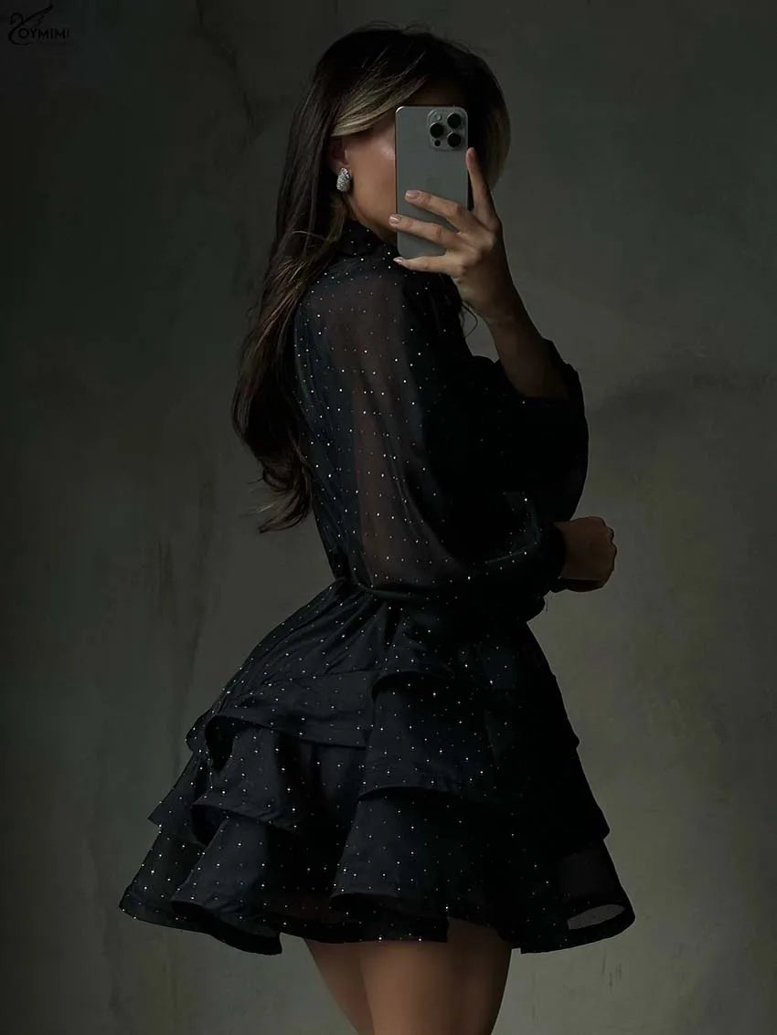 Lace-Up Pleated Mini Dresses