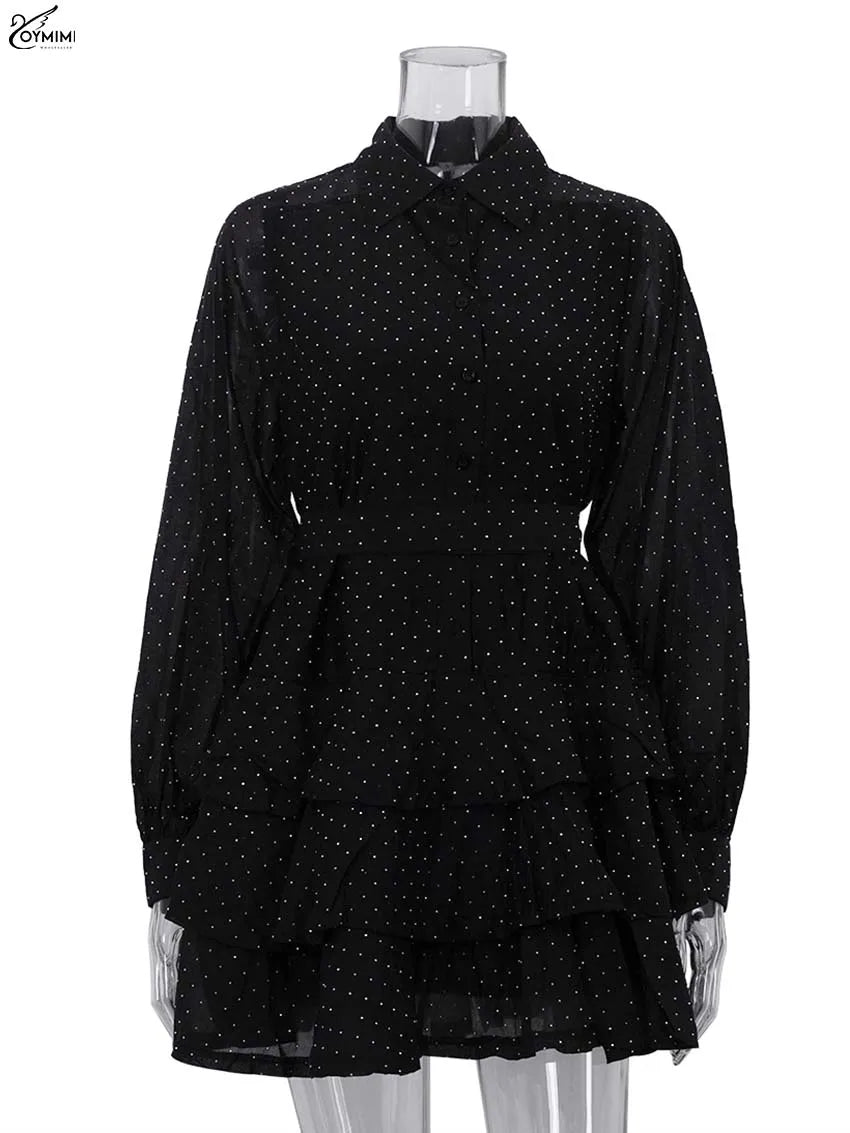 Lace-Up Pleated Mini Dresses