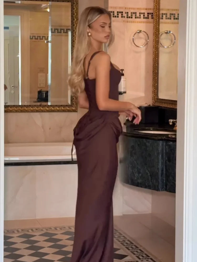 Lady Elegant Pleated Sling Dresses