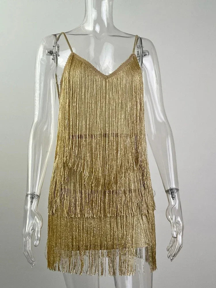 Mini Dress Tassels Backless Gatsby