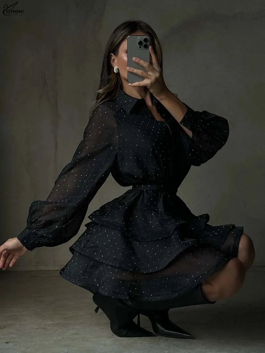 Lace-Up Pleated Mini Dresses