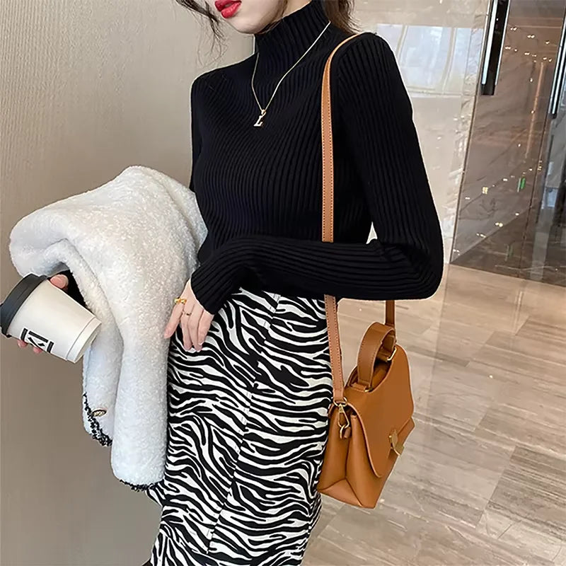 New Women's Elegant Solid Basic Knitted