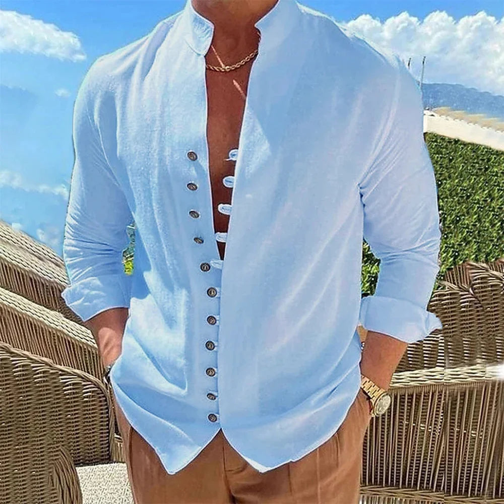 Linen Shirt Men Hot Sale Men's