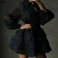 Lace-Up Pleated Mini Dresses