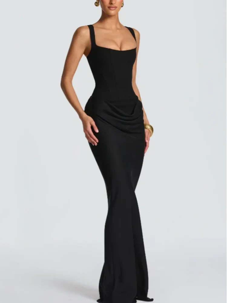 Lady Elegant Pleated Sling Dresses