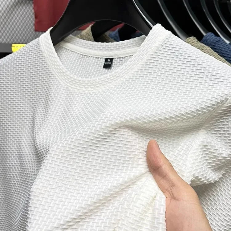 Men's Short Sleeve Mesh Bamboo Ice Silk T-shirt