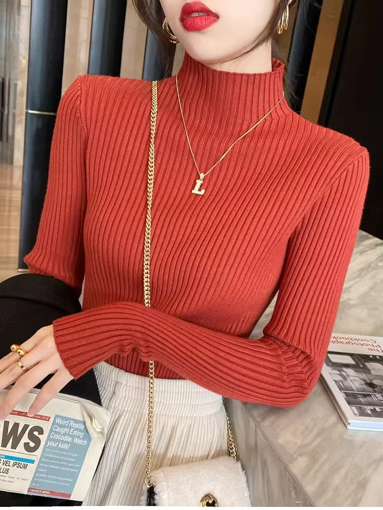 New Women's Elegant Solid Basic Knitted