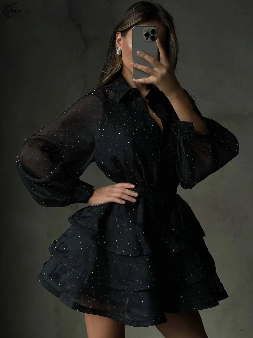 Lace-Up Pleated Mini Dresses