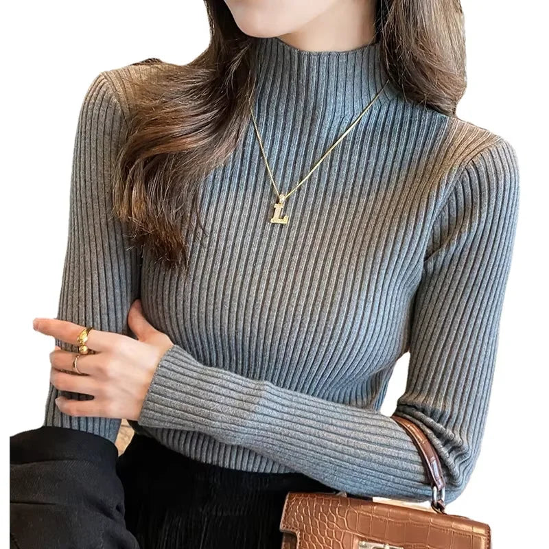 New Women's Elegant Solid Basic Knitted