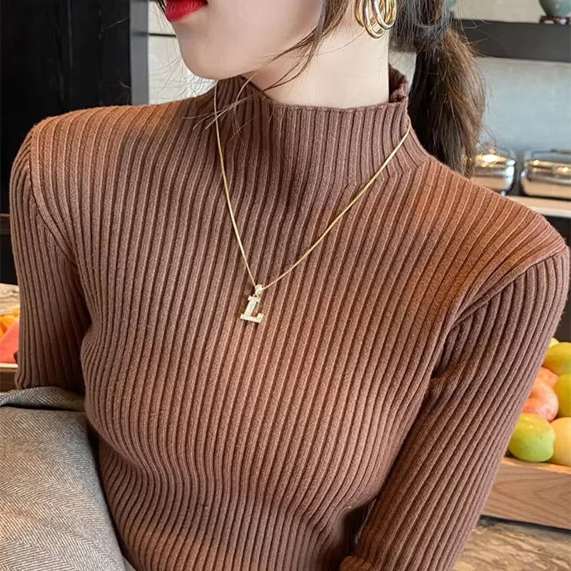 New Women's Elegant Solid Basic Knitted
