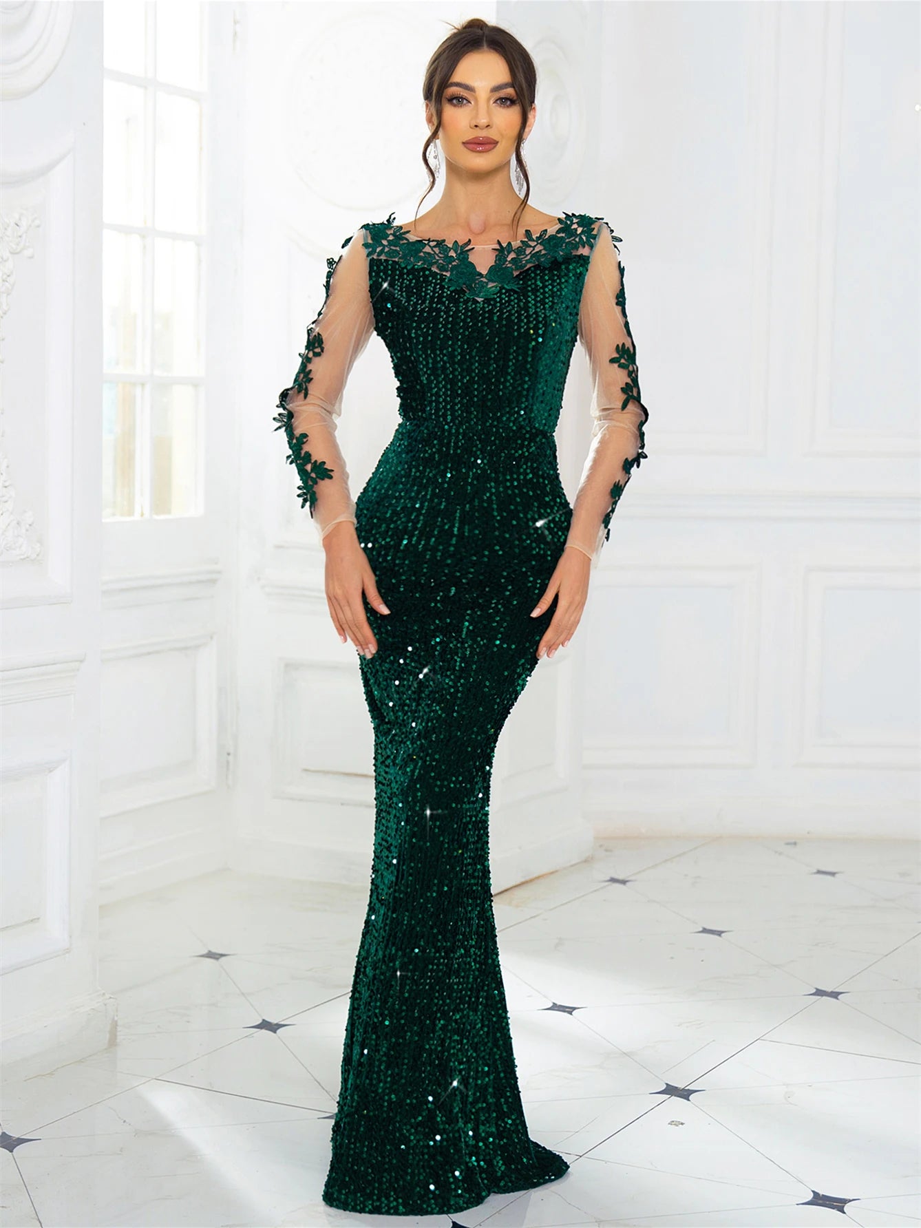 Sequin Evening Party Dress Elegant Women