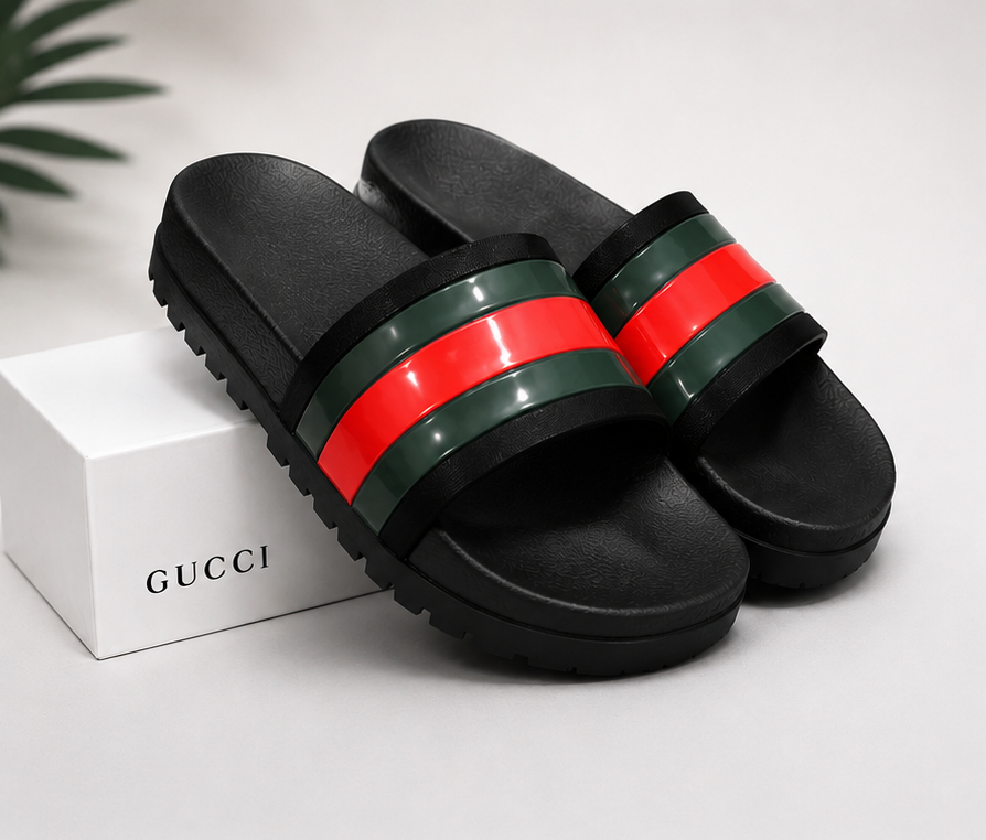 Gucci Men's  Signature Luxe Slides Sandals
