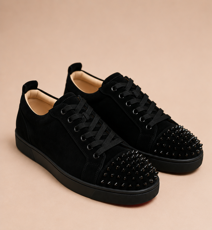 Christian Louboutin Black Velvet Spikes Sneakers