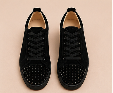 Christian Louboutin Black Velvet Spikes Sneakers